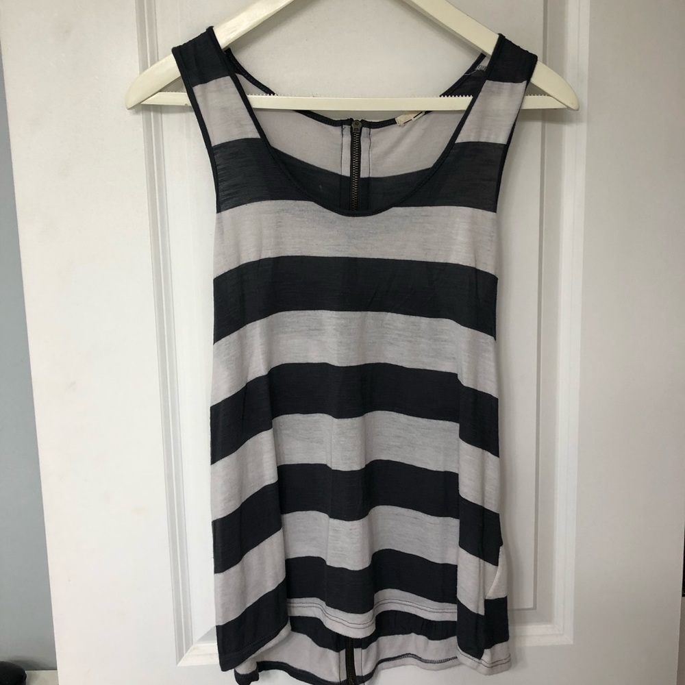 Urban outfitters stripe racerback tank w/back zip